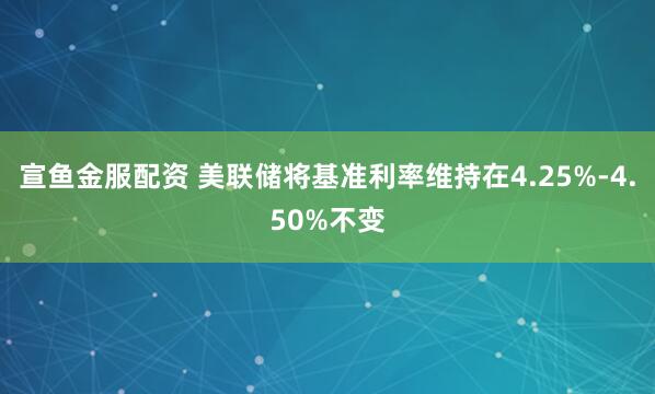 宣鱼金服配资 美联储将基准利率维持在4.25%-4.50%不变