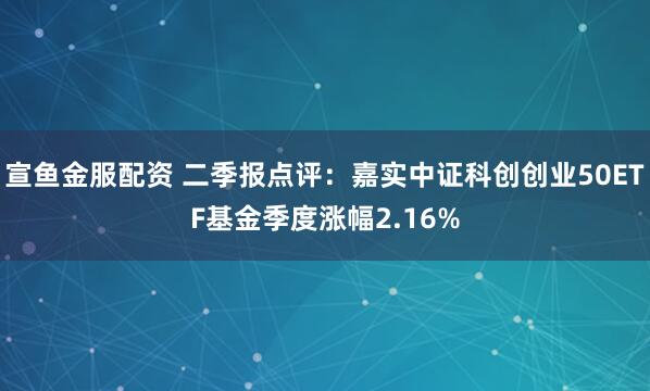 宣鱼金服配资 二季报点评：嘉实中证科创创业50ETF基金季度涨幅2.16%