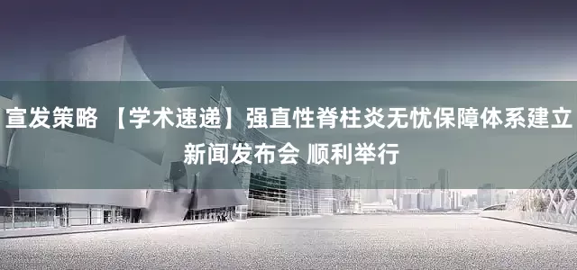 宣发策略 【学术速递】强直性脊柱炎无忧保障体系建立 新闻发布会 顺利举行